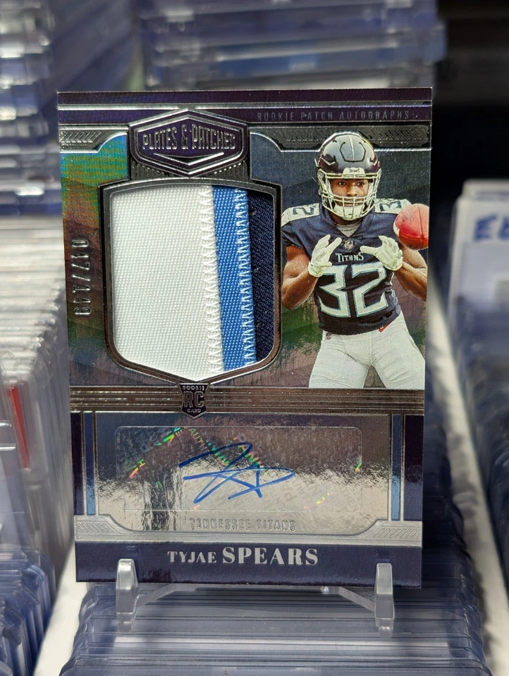 2023 Panini Plates & Patches Tyjae Spears RC Patch Auto /149 #RPA-26 Titans - Image 1 of 2