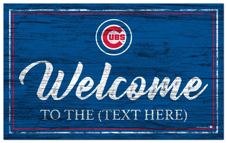 Chicago Cubs Personalized Sign Team Color Welcome Sign 19x11 - Image 1 of 1