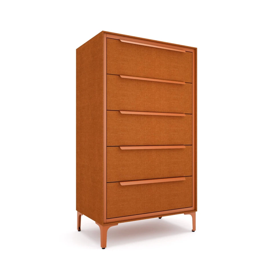 Cómoda de tela premium Naima - Marco de metal fuerte, 5 amplios cajones a prueba de flacidez... Foto 1 de 4