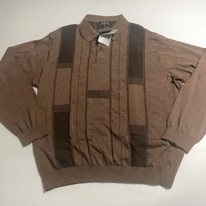St. Croix 2XL $425 LS Brown Merino Wool knit sweater USA Color Block NWT - Picture 1 of 11