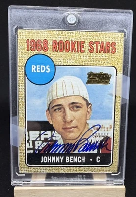 ☄️☄️2001 Topps Team Topps Legends JOHNNY BENCH 1968 Estilo AUTO Autógrafo SP Raro Foto 1 de 2