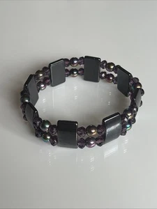 1pc Multi Color Dual Layers Magnetic Therapy Bracelet Weight Loss Black Purple - Picture 1 of 3