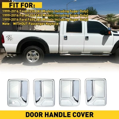 Cubiertas de manija de puerta cromadas con llave Psgr 4 puertas Fit Ford F250 F350 99-2016 F450 F550 Foto 1 de 4