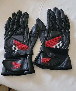 HONDA RIDING GLOVES MOTORCYCLE GLOVES HONDA GLOVES LEATHER HONDA MOTORBIKE Sz M - Foto 1 di 7