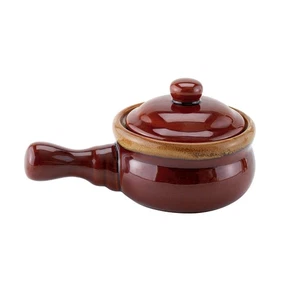 HIC 14 Oz. Stoneware French Onion Soup Crock Bowls W/ Handles & Lids, Set of 4 - Picture 1 of 2