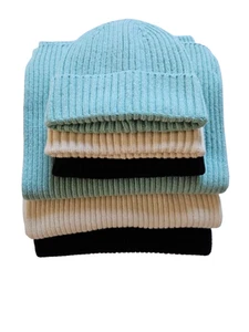 Made in Italy Cashmere Wool Winter SET Knitted Scarf + Hat Women Men Unisex - Picture 1 of 12