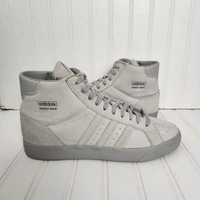Sneakers Adidas Basket Profi Uomo 11 Grigio Scamosciato Alte Lacci Corsa Atletica - Immagine 1 di 4