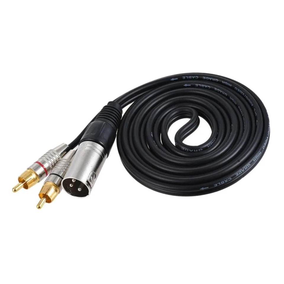 Dual RCA plug to XLR 3 pin speaker cable plug adapter cable - Image 1 of 1