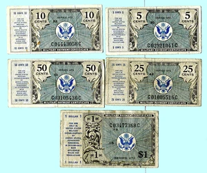 A well circulated short set of series 472 MPC 5c through $1 - Picture 1 of 2