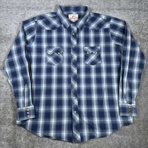Wrangler Hemd Herren 2XLT blau kariert Sägezahn Taschen Perlen Druckknopf American Cowboy - Bild 1 von 6