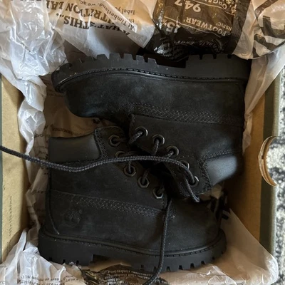 Botas Timberland Bebé Niño Pequeño Talla 5c Cuero Negro Con Cordones Usadas Buen Estado Foto 1 de 4
