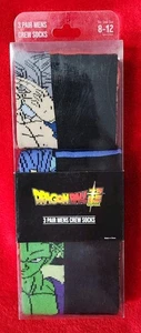 Neu in Verpackung Dragonball Super • 3 Paar Crew-Socken für Herren • Schuhe 8-12 Son-Goku, Vegeta, Piccolo - Bild 1 von 9