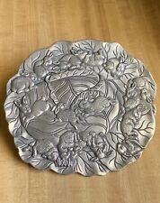 ARTHUR COURT Vintage Metalware BUNNIES IN CABBAGE PATCH TRIVET 9” OVAL -EXCLNT!