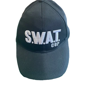 Ball Cap Hat Black S.W.A.T. Cop Snapback Adjustable Sizing - Picture 1 of 5