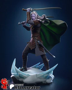 Figura impresa en 3D Drizzt Do'Urden, estatua coleccionable Baldur's Gate, sin pintar - Imagen 1 de 8