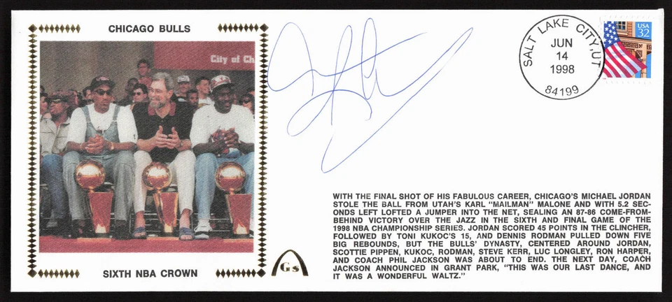 Dennis Rodman Signed Chicago Bulls 6th NBA Championship Gateway Stamp Cachet - Image 1 of 1