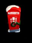 Red Telephone Booth Wreath/Garland Christmas Porcelain Village Accessory