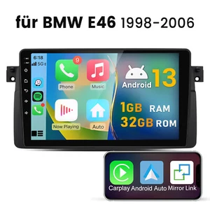 Radio de coche para BMW Serie 3 E46 318 320 325 M3 Rover Android 14 CarPlay GPS Navi DAB+ - Imagen 1 de 13