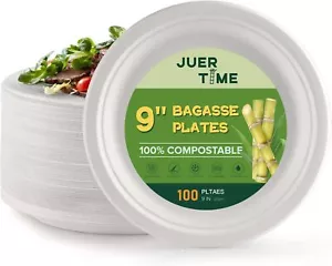 Piatti Bagasse 9"" Forti Biodegradabili - Foto 1 di 14