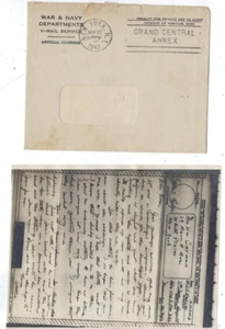 1943 WWII VMail, APO #774 Algeria, Envelope to White Plains New York - Picture 1 of 1