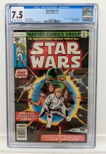 STAR WARS #1 (Marvel 1977) CGC 7.5 OW/White Pages 1st Star Wars A New Hope Pt 1