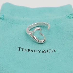 Tiffany & Co. Elsa Peretti Open Heart Ring in 925 Sterling Silver Size 6 Pouch - Picture 1 of 18