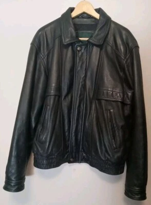 Jaqueta de couro Danier masculina forrada preta Canadá Bomber tamanho 48 * Veja a descrição - Imagem 1 de 4