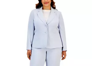 Le Suit Womens Jacket Size 24W Powder Blue Two Button Crepe Blazer New - Picture 1 of 6