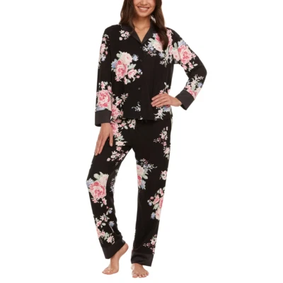 Flora Nikrooz Women's Satin Trim Notch Collar PJ Set - Image 1 of 4
