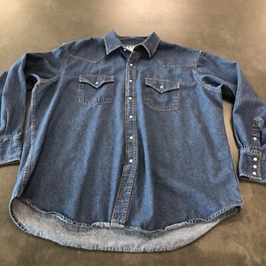 Ely Cattleman Shirt Mens Size XL Denim Blue Pearl Snap Western Cowboy - Photo 1/11