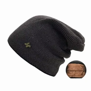 Herren Strick Thermo Slouch Beanie Mütze Winter Fleece gefüttert warm Totenkopf Skimütze - Bild 1 von 9