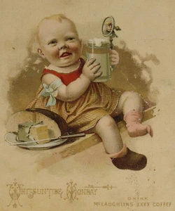 VTG ADVERTISING McLAUGHLINS XXXX COFFEE WHITSUNTIDE MONDAY VICTORIAN TRADE CARD - Picture 1 of 3