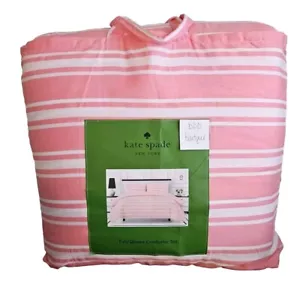 NUOVO KATE SPADE 'BEACH CHAIR STRIPE' rosa e bianco cotone completo set piumone regina - Foto 1 di 7