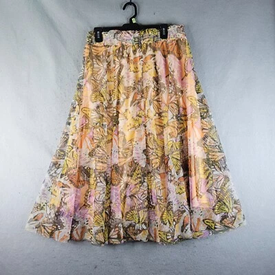 Cato Skirt Womens Small Orange Monarch Butterfly Print Layered Mesh Flowy - Image 1 of 4
