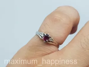 .32 CT GARNET WITH DIAMONDS SOLID PT900 PLATINUM LADIES RING - SIZE 6 - AUTHENTI - Picture 1 of 5