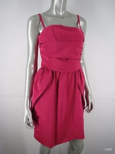 Lida Baday Dress Sz 8 M Party Pink Satin Ruched Pleated Spaghetti Strap Mini - Picture 1 of 11