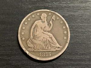 1875-CC Seated Liberty Half Dollar US Silver 50C Carson City - Picture 1 of 14