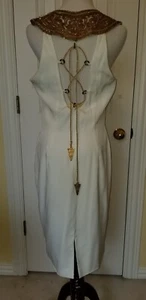 Vintage Riazee Boutique Pailletten Perlen Kleid Elfenbein/Gold, Ägyptischer Stil, USA💕 - Bild 1 von 13