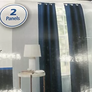 84" x 37" Navy Blue Blackout Drapes Curtains 2 Panels Grommet Top Mainstay {JJ} - Picture 1 of 7