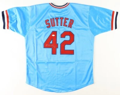 Bruce Sutter Signed St. Louis Cardinals Powder Blue Throwback Jersey (JSA COA) - Image 1 of 4