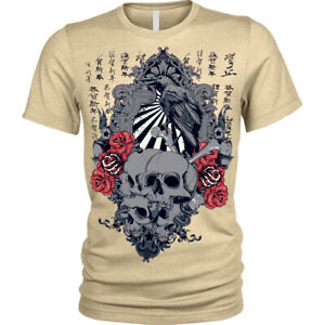 Sunrise T-Shirt japanese skulls roses crow chinese gothic Unisex Mens