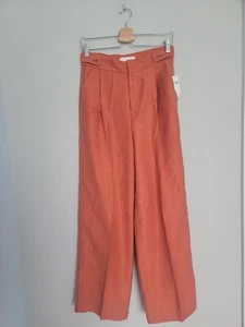 NWT by Anthropologie 4 Wide Leg High Rise Pleated Pants Lyocell Rusty Orange - Picture 1 of 12