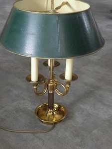 old table lamp desk light HANDSOME HORN CANDLESTICK BOUILLOTTE BRASS Lampshade - Picture 1 of 12