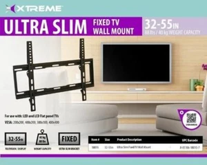 XTREME 32" -55" Ultra Slim Fixed TV Wall Mount - 80lbs (40kg) - VESA 400mm x 400 - Foto 1 di 4