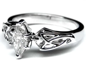 Forever One keltischer Verlobungsring Moissanit Triquetra im Marquiseschliff  - Bild 1 von 2