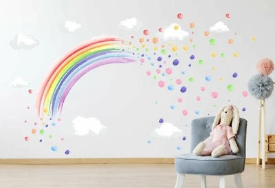 KAPOW BOOM GRAPHICS ACUARELA PASTEL arco iris y manchas pegatinas de pared calcomanía arte decoración niñas dormitorio