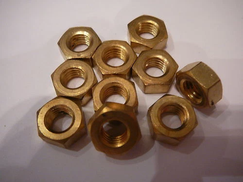 LKS 10 X M8 HEX HEAD FULL BRASS NUTS SOLID BRASS (8mm NUTS 10-PACK)