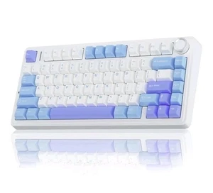 Aula F75 3 in 1 Hot-Swappable RGB Gasket Wireless Mechanical Keyboard White Blue - Picture 1 of 3