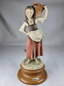 Giuseppe Armani Girl With Basket Of Fruit 1982 Florence Signed Vintage Rare Prop - Picture 1 of 13