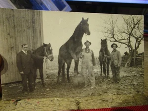 RARE OLD PICTURE PHOTO Real Postcard Burbank Wayne County Ohio Horse Farmer Barn - Picture 1 of 2